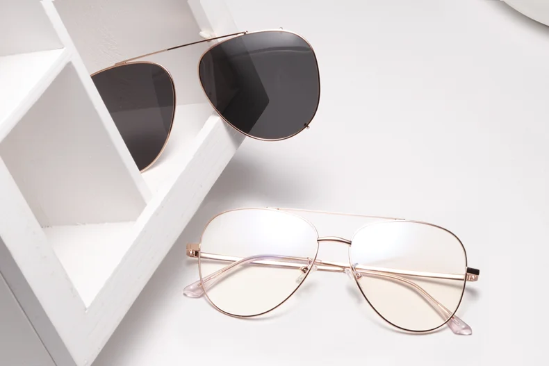 Ralferty Prescription Sunglasses Women Men Polarized Clip On Glasses Pilot Myopia Ladies Spectacle Frame 0 Degree Z17208