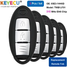 Keyecu 5 peças chave de carro remoto inteligente para nissan micra k13 março k13 folha fob 2 botão-315mhz-id46 chip-nome do modelo: twb1j701