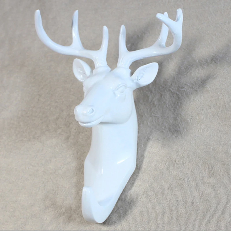 

White Resin Animal Hooks Decorative Deer Decoration Hooks Creative Resin Model Bathroom Wall Hooks Coat Horse Hook Wall Hanging
