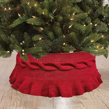 

Christmas tree decor Elk Snow Christmas Tree Skirt Knitted Skirt For Xmas Decorations Christmas Xmas Tree Bottom Apron