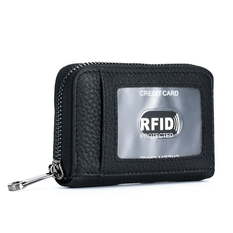

Rfid Women's Zipper Card Wallet Genuine Leather Small Change Wallet Purse For Female Short Wallets With Card Holders Woman Purse