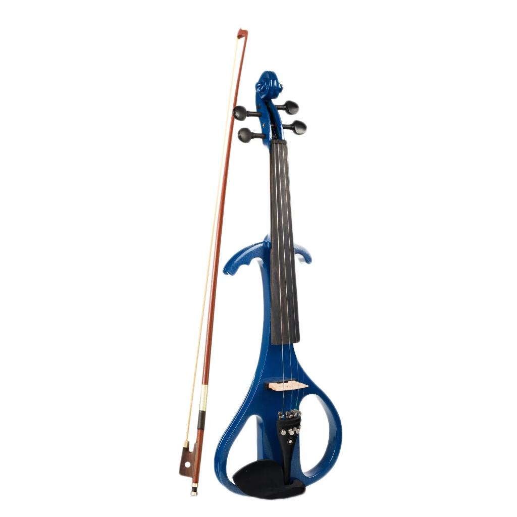 

4/4 Electric Violin, Ebony Fittings, with Storage Case Bow Headphone Rosin, for Violinist Students Music Lovers - Blue