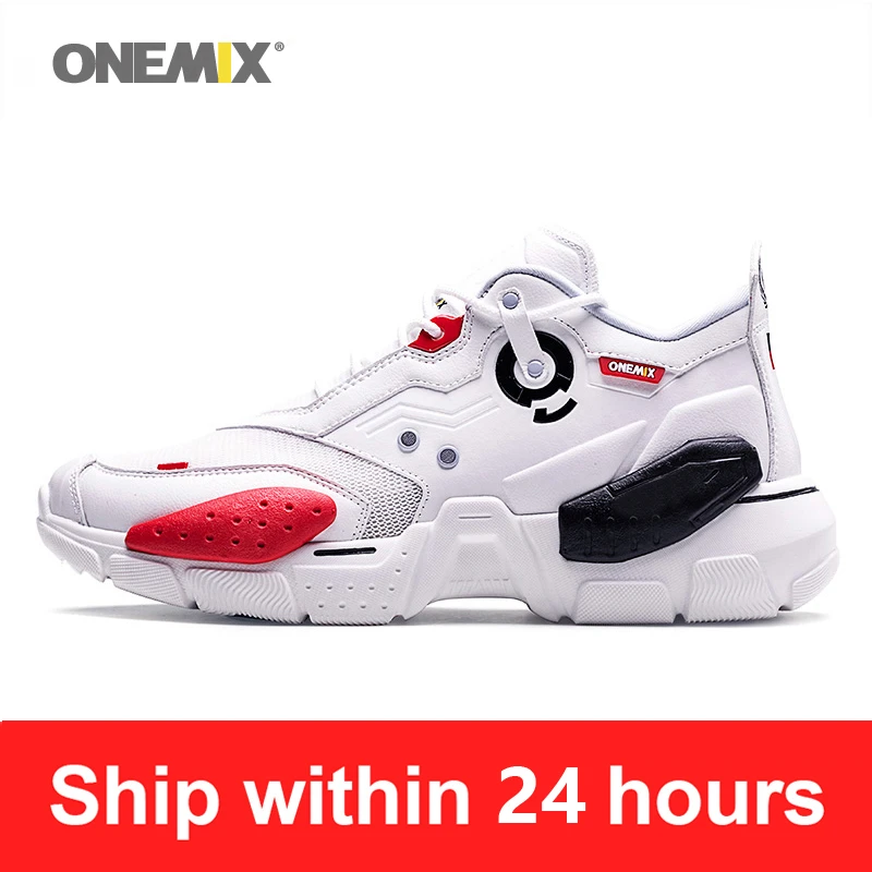 Мужские кроссовки ONEMIX удобные кожаные в технологическом стиле с амортизирующим