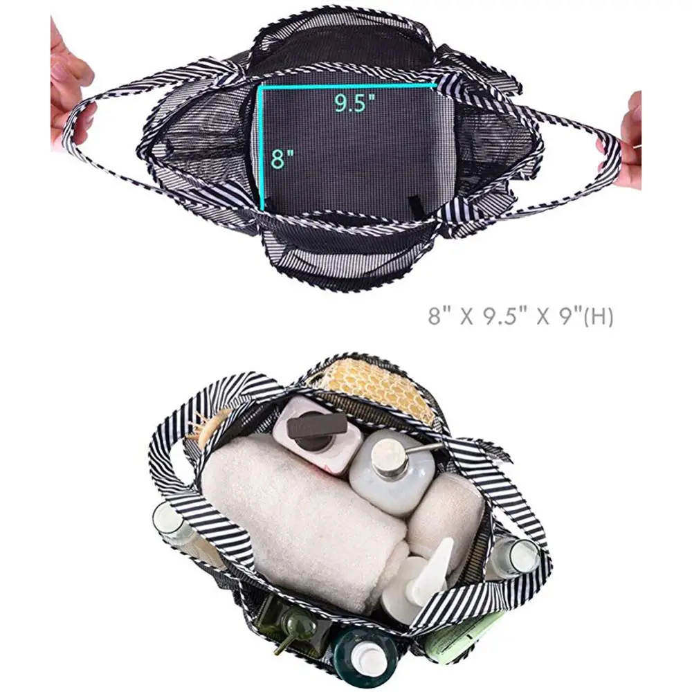 Shower Caddy Tote Mesh Shower Basket Quick Dry Bathroom Organizer with 8 Pockets Portable Caddy for Dorm Camping Swimming 30FP