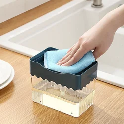 Creative Kitchen Soap Dispenser Sponge Wipe Dishwashing Brush Scouring Pad Detergent Automatic Liquid Dispenser Manual Press