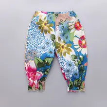 Повседневные Хлопковые Штаны-Капри Для детей от 3 до 8 лет весенне-летние и осенние детские штаны в Корейском стиле с цветочным рисунком для девочек