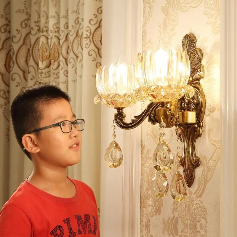 Avec Miroir Tete горит Deco Lampara De Pared интерьер для дома Wandlamp кристалл аппликация Murale светильник Настенный светильник для спальни