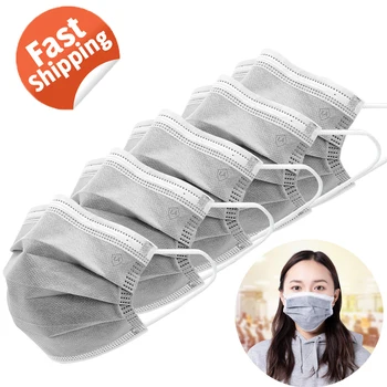 

50Pcs Mask Disposable 4 Layer Ply Filter Earloop Nonwove Mask Face mask Safe Breathable Dustproof Protective Mouth Masks