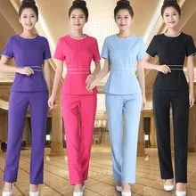 [Комплект] Для женщин голубые ботинки модные скрабы одежда короткий рукав Повседневная обувь униформа для сотрудниц спа-салонов Красота и здоровья фармацевт наборы для ухода за кожей