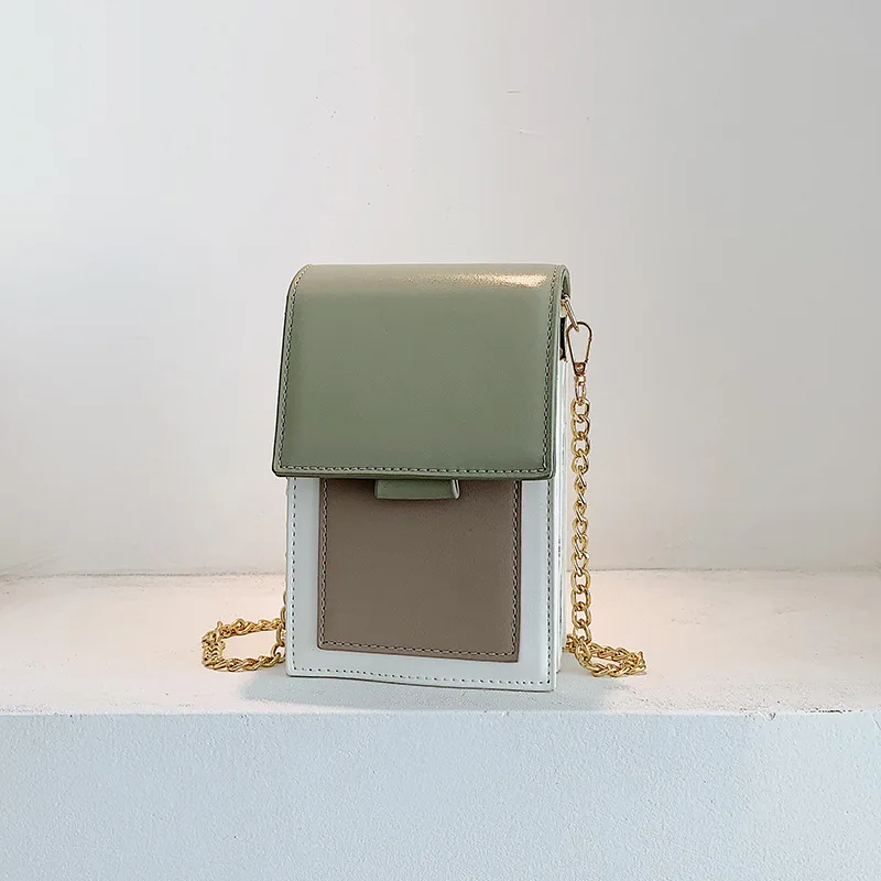 

Contrast Color Bag Women's 2019 New Style Fashion Simple Crossbody Bag Korean-style Western Style Versatile Chain Mobile Phone B