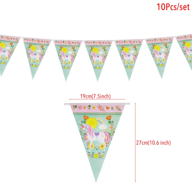 Paper Unicorn 1st Birthday Banner Happy Birthday Party Decorations Kids Little Mermaid Flag Baby Shower Banner Wedding Garland White Unicorn