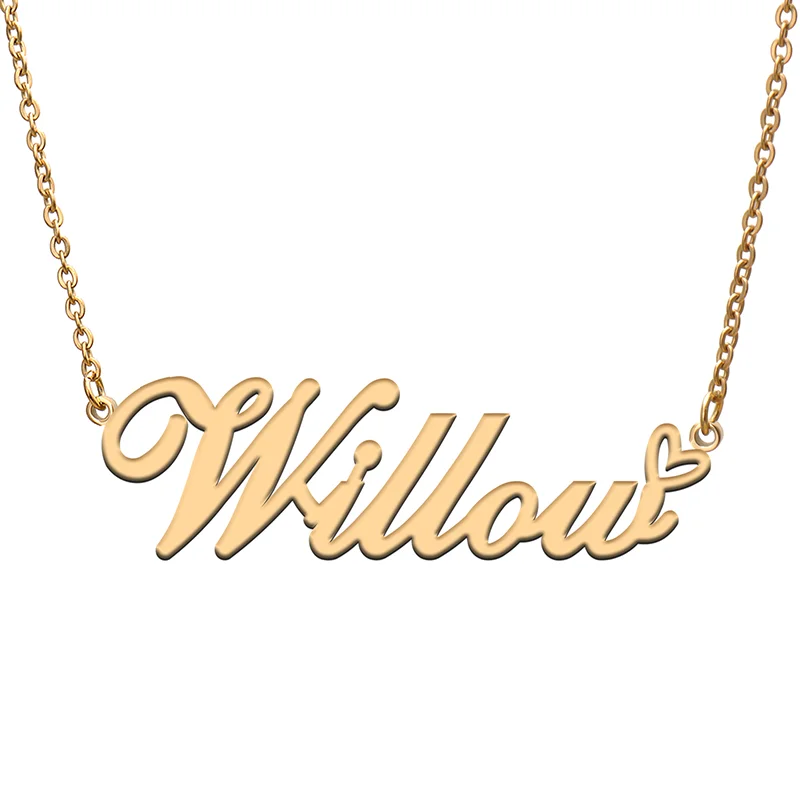

Willow Name Tag Necklace Personalized Pendant Jewelry Gifts for Mom Daughter Girl Friend Birthday Christmas Party Present