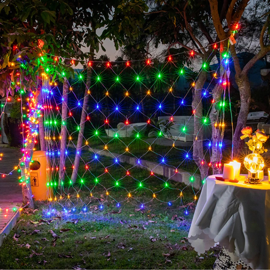 Details about   LED String Lights Net Mesh Curtain Party Outdoor Christmas Lights 2X2M 3X2M 6X4M 
