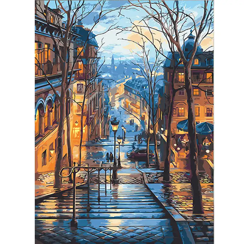 landscape diy oil paintingnumbers adult gift street