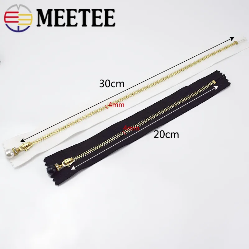 Meetee 10/30 шт 3#20/30 см металлическая молния с жемчугом пулер застежки-молнии с закрытым концом автоматической блокировки Декор застежкой-молнией, самодельный сумок Куртка одежды аксессуары для шитья