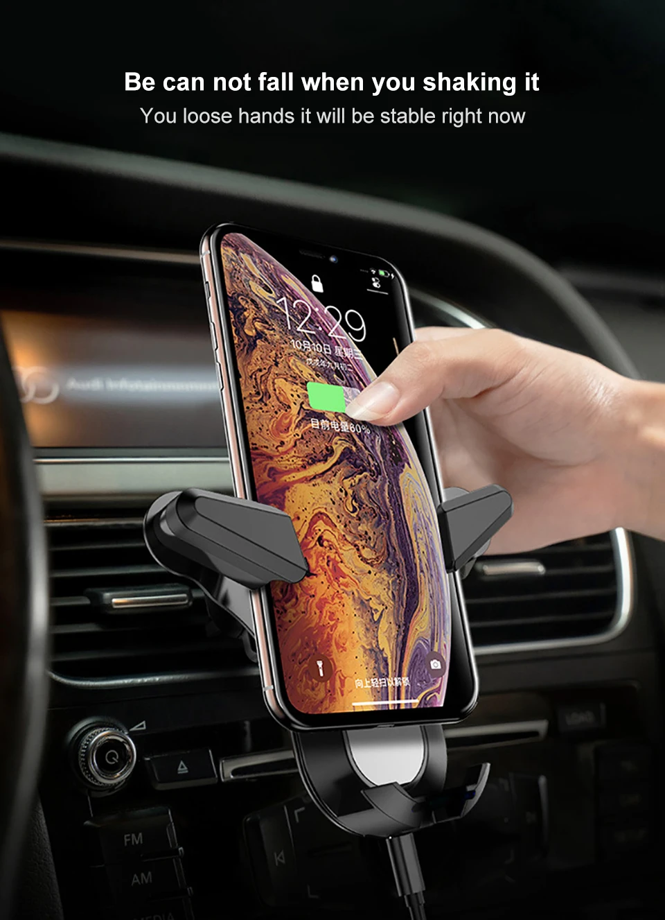 AOSHIKE QC 360 градусов гравитационный Кронштейн Телескопический Кронштейн для мобильного телефона с ароматерапией Беспроводная зарядка для телефона