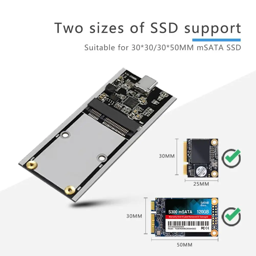 ZOMY mSATA USB 3.1 C Ÿ SSD ̽, ޴ ˷̴  HDD Ŭ,  ָ Ʈ ũ ̴ ̽, 3*3/3*5, 10Gbps