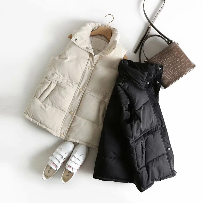 

Winter White Duck Down Soft Warm Waistcoat Zipper Warm Vest Women Autumn Women Cotton Vest plus size XL Female Outwear