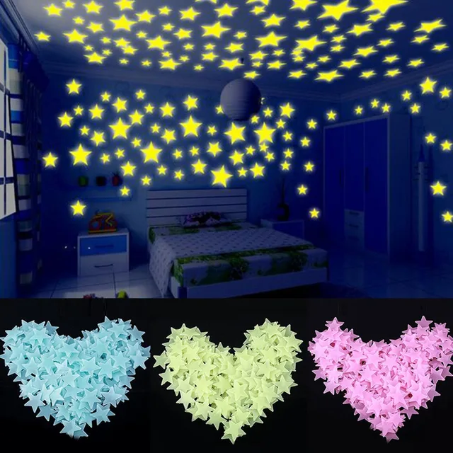 100pcs/set Glow in the Dark Toys Luminous Star Stickers Bedroom Sofa Fluorescent Painting Toy PVC for Kids Bedroom Decor Gifts 1