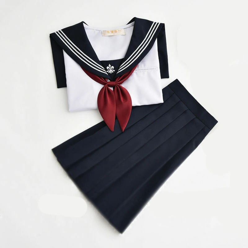 Японская школьная форма JK, летний костюм моряка для девочек, блузка+ комплект с плиссированной юбкой, костюм для косплея, коллекция для женщин и девочек