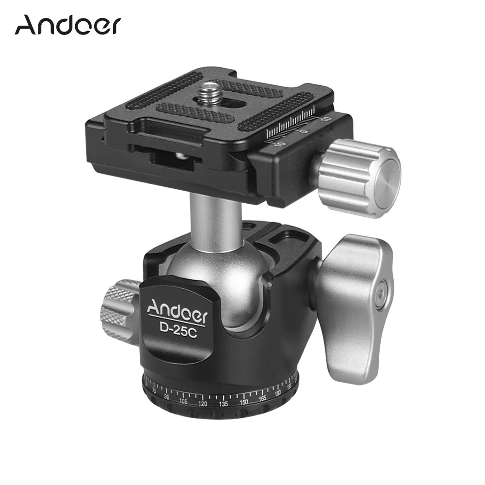 

Aluminum Alloy Andoer D-25C CNC Mini Tripod Head Ballhead Double Notch Ball Head for Canon Nikon Sony DSLR ILDC Cameras Tripod