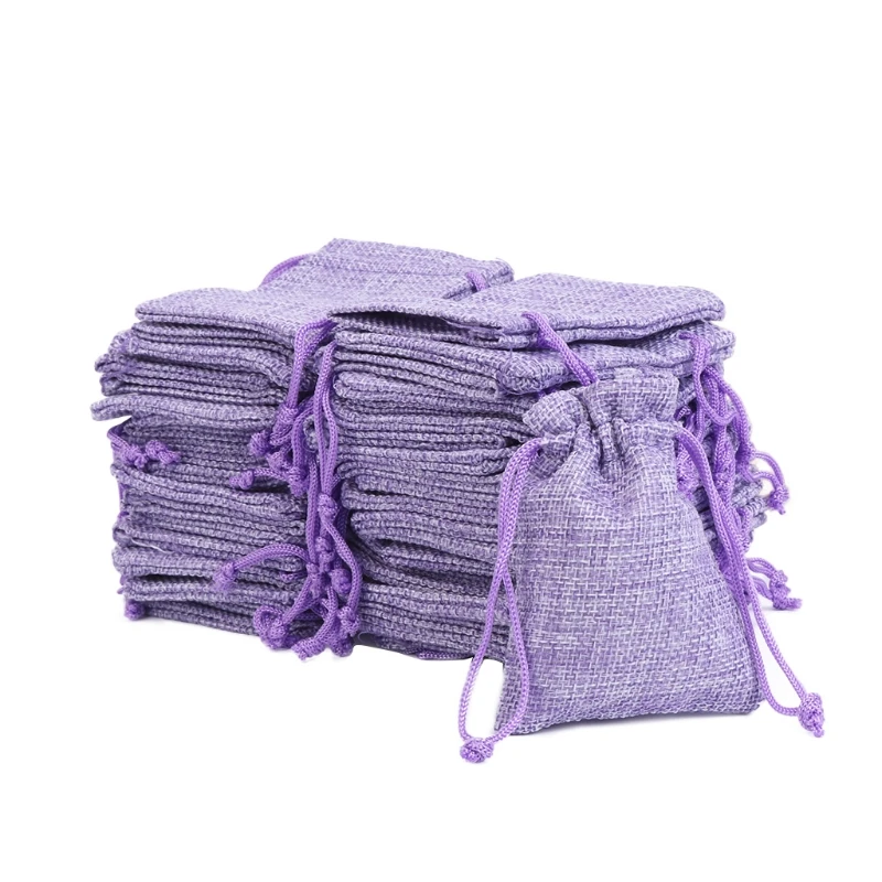 50 шт. винтажный натуральный джут Hessian Drawstring мешок мешковины свадебный подарок мешок E65B