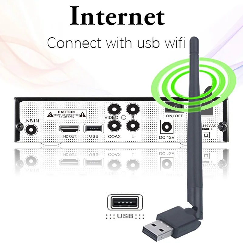 HD DVB-S2 Digital FTA Satellite Receiver IPTV Youtube Wifi Decoder Tuner Tv Box