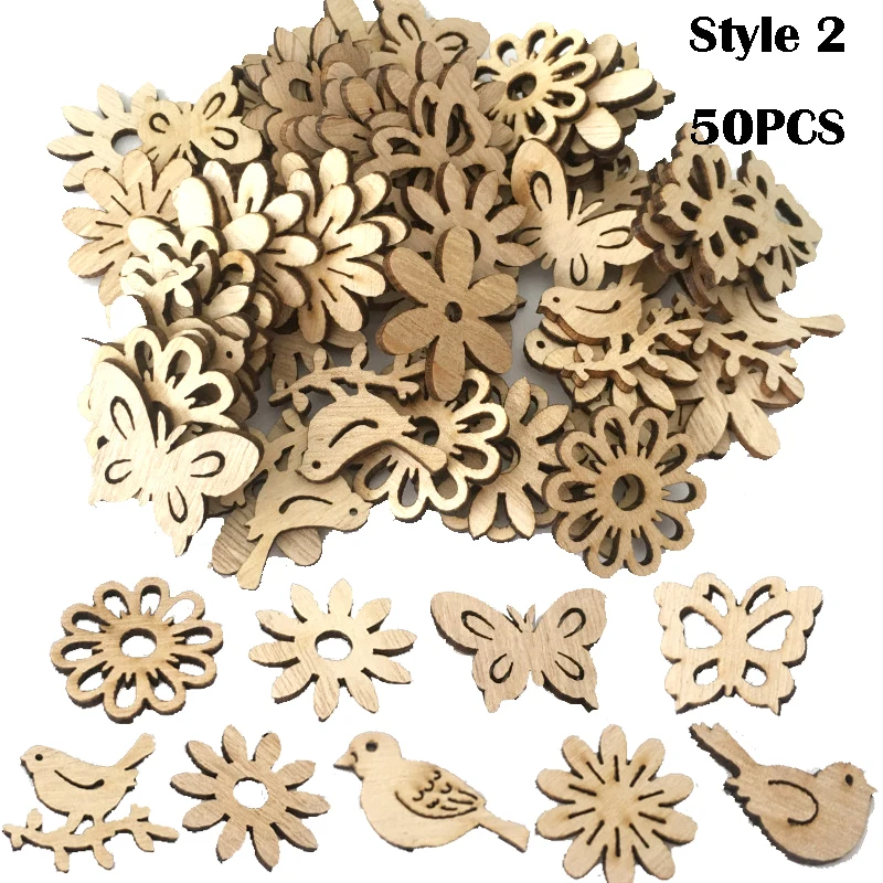 Styel2 50PC 50/100Pcs Рождественская елка деревянный декор Подвески Рождественское украшение Санты для дома Клаус с принтом «Снеговик» и «олень», Рождественская деревянный декор Noel - Цвет: Styel2 50PC