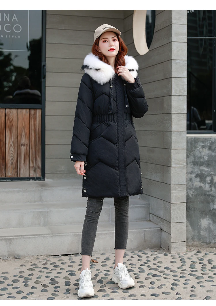 Coat Ladies Hooded Long Coats Parka oversize Colour jacket mid-long women winter thick jacket down jacket women winter