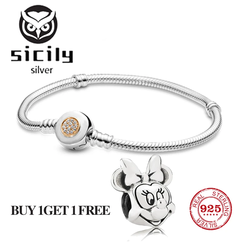 

Authentic original logo 100% 925 sterling silver pando charm chain bracelet for women fashion classic snake bracelet jewelry