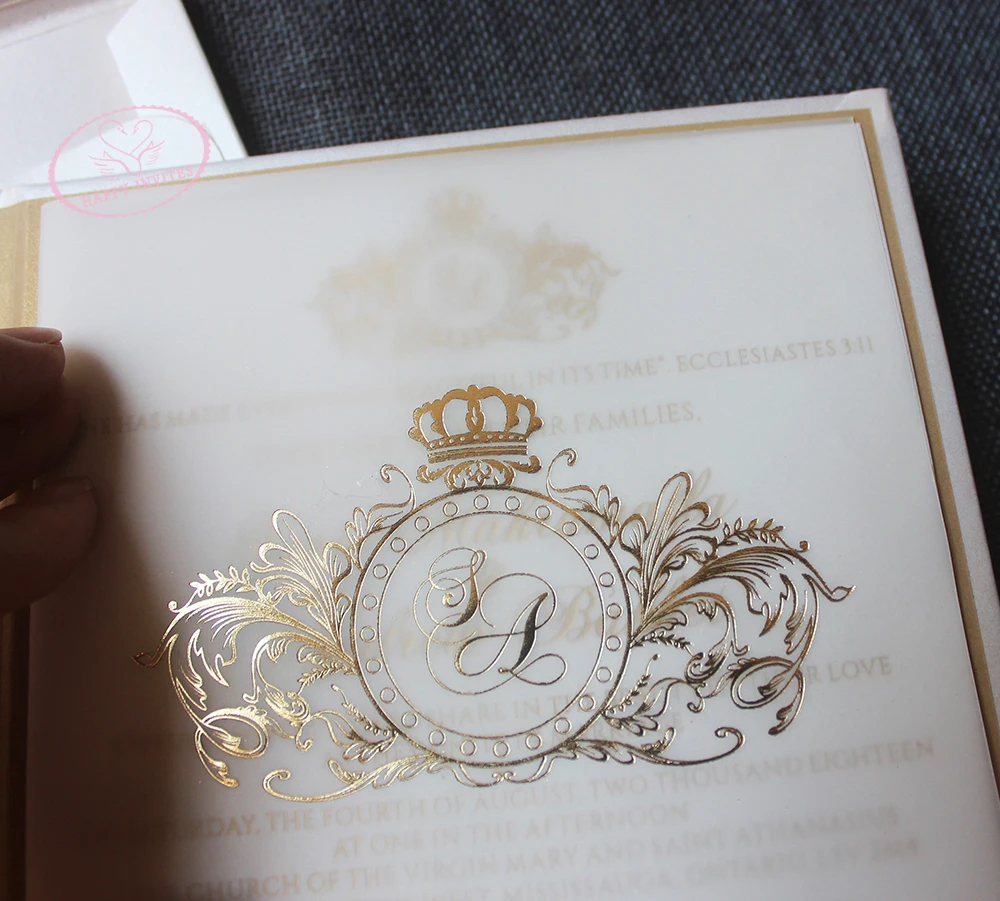 Для некоторых стран/регионов! HI1174 пользовательские твердый переплет свадебные пригласительные открытки с печать золотой фольгой