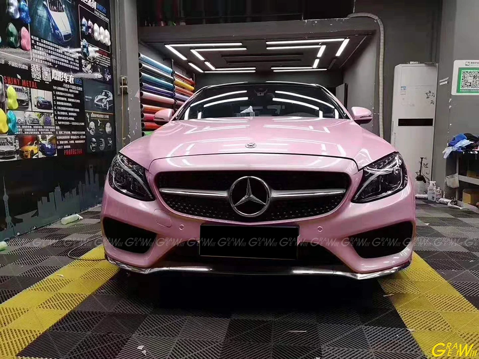 Глянцевая Macarons Sakura розовая виниловая пленка для обертывания автомобиля ping стикер с воздушными пузырьками 1,52*18 м/рулон