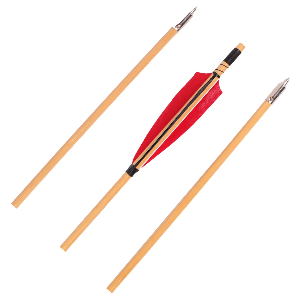 Seta de Madeira Artesanal com Vermelho Pena para Longbow Tiro com Arco ao ar Tradicional 5 Polegadas Escudo Turquia Livre Caça 6 - 12 24 Pçs 7 Cheap Arco e flecha