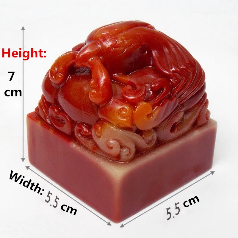 Imitation Shoushan Jade Stone Ancient Queen Phoenix seal length width 5.5cm Noblewoman's private Brown red phoenix seal