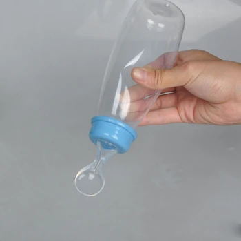 

240ml Baby Training PP Bottle Safety Infant Baby Silicone Feeding with Spoon Feeder Food Rice Cereal Bottle for Best Gift P.P.