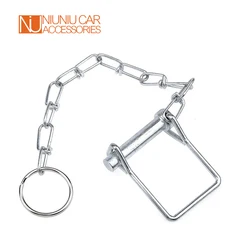 Coupleur de remorque, 2 pièces, goupille carrée de sécurité 8MM, Clip avec chaîne et anneau, pièces de camping Car, accessoires de caravane 