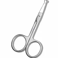 100% New 1pc 3.5" Stainless Steel Mini Portable Curved Mustache Nose Ear Hair Remover Scissor Trimmer Safety Tips 1