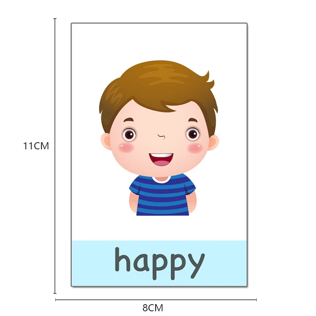Expression Emotion Cognitive Flash Cards Montessori Toys Baby Cartoon Learn Card Learning Education Toy For Children 6