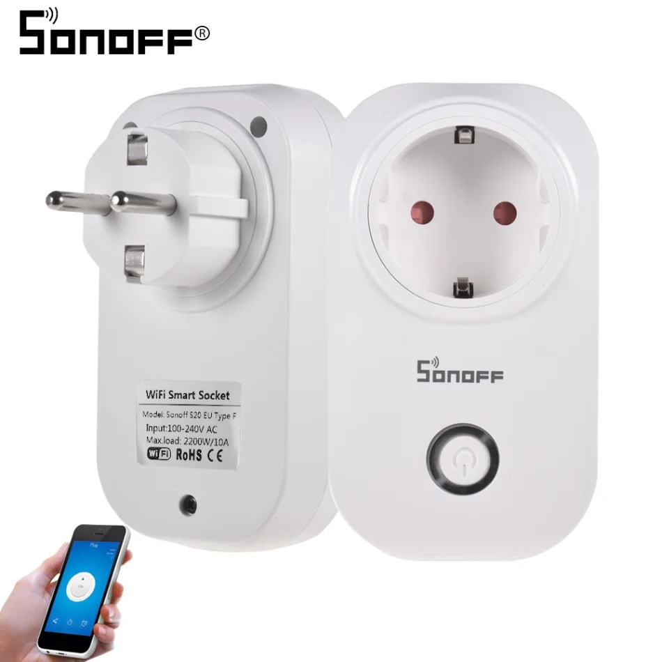 Sonoff S20 Wi-Fi розетка переключатель Великобритания штекер беспроводной приложение Удаленная розетка переключатель синхронизации для Умный дом работа с Alexa - Комплект: EU Plug Type F
