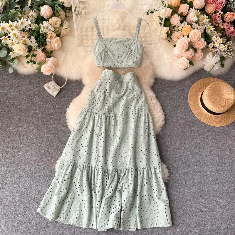

Women Sexy Lace Two Piece Skirt Set Summer beach Bodycon skirt and top set matching sets For Club Party