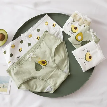 

Women's panties Avocado Printed Underwear Lady Green Briefs Female Cotton Lingerie Ladies Cartoon Girls Panty
