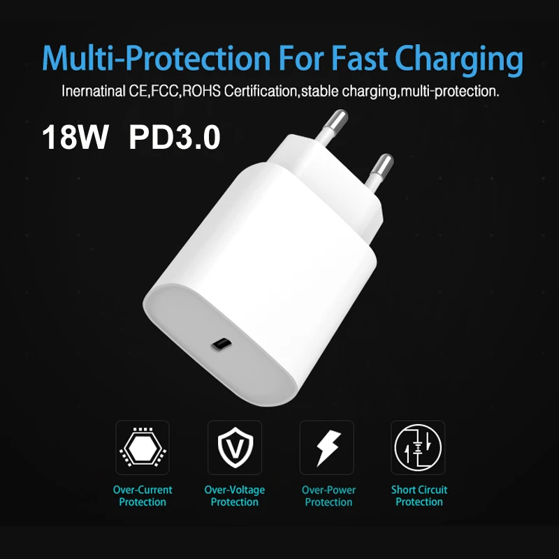 Мини USB зарядное устройство 18 Вт Быстрая зарядка PD3.0 зарядное устройство для мобильного телефона Быстрая зарядка type-C зарядное устройство для iPhone X samsung Xiaomi huawei