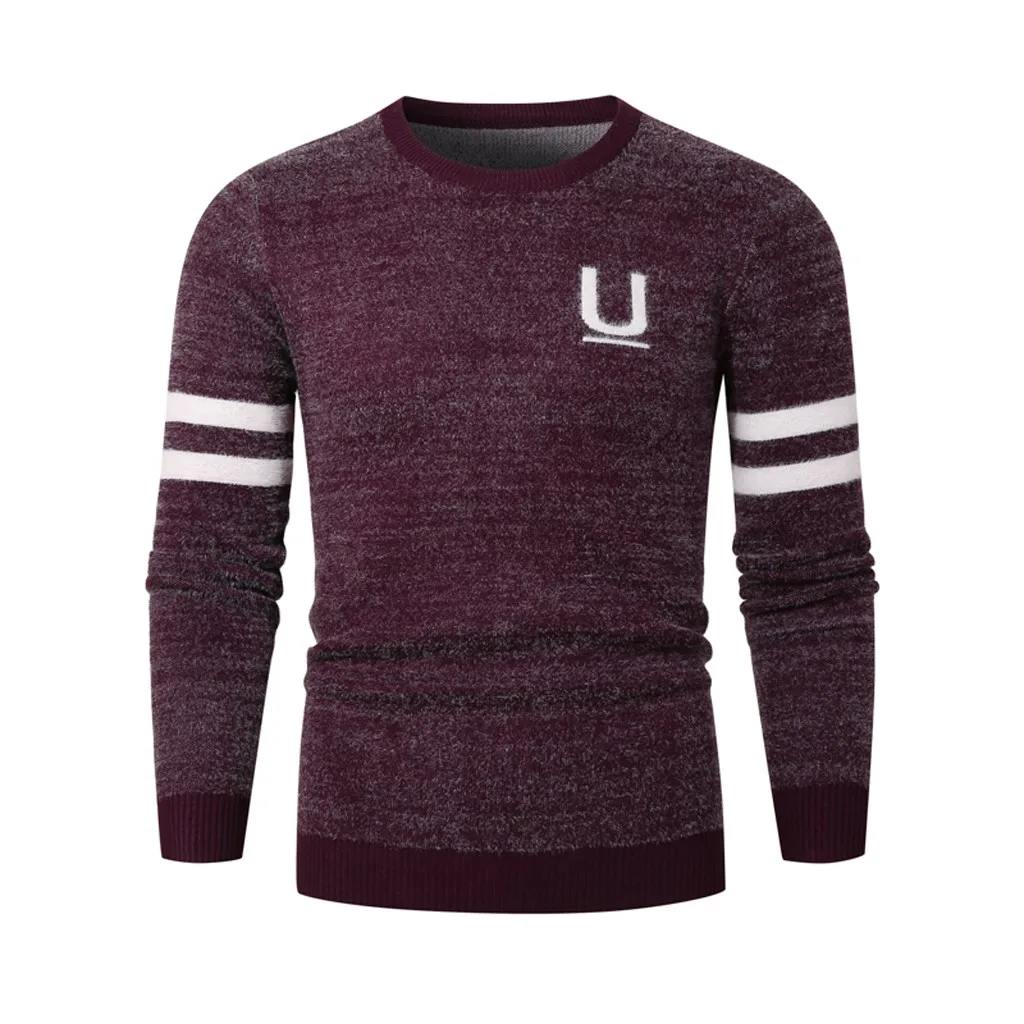 Красный Low Price Loss Sale Men New Autumn Winter Splicing Casual Long Sleeve Knitting Sweaters Tops High Quality Drop Shipping - Цвет: Красный
