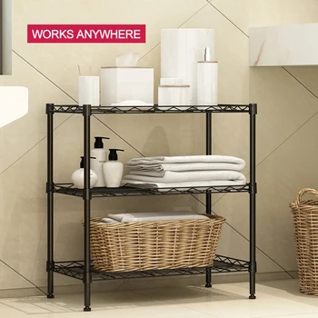 

New 3 Tier Storage Rack Shelving Home Storage Unit Metal Organizer Wire Rack Bathroom Organizer Kitchen Stand Storage Shelf