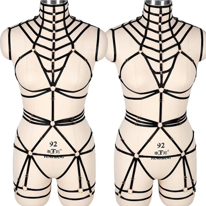 Комплект нижнего белья для всего тела, бюстгальтер с бретельками, топы с вырезами, нагрудный ремень, черный готический бюстгальтер, укороченный топ плюс размер, танцевальный рейв