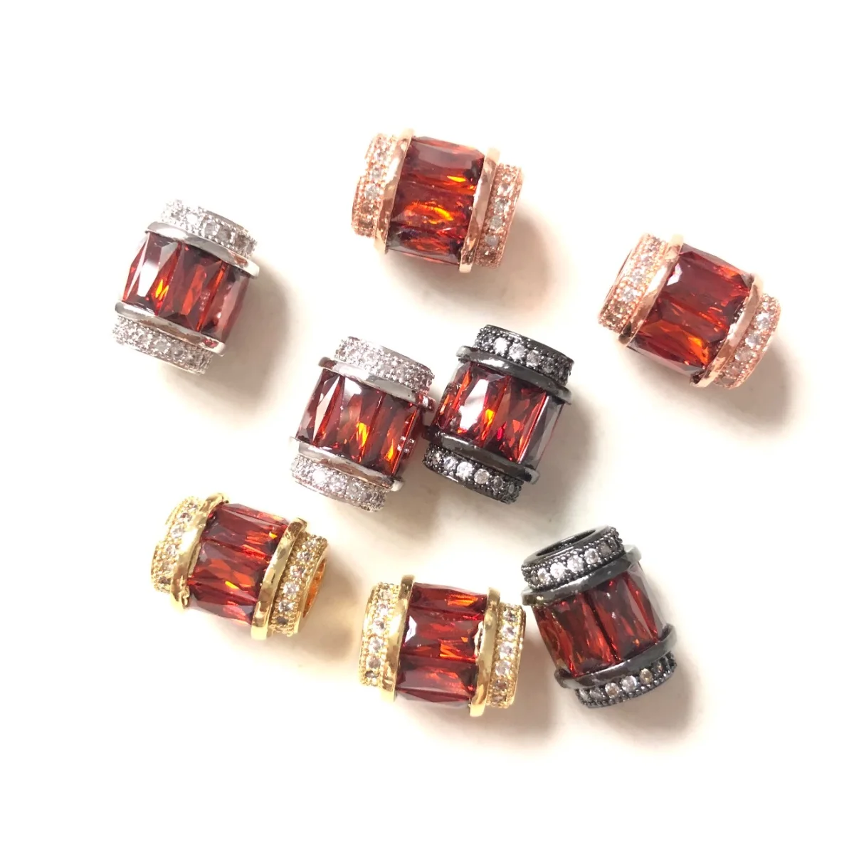 10pcs 9.5x12mm Red Rhinestone Paved Hole Spacers Beads for Women Bracelet Girl Earring Necklace Handcrafts DIY Accessory Supply