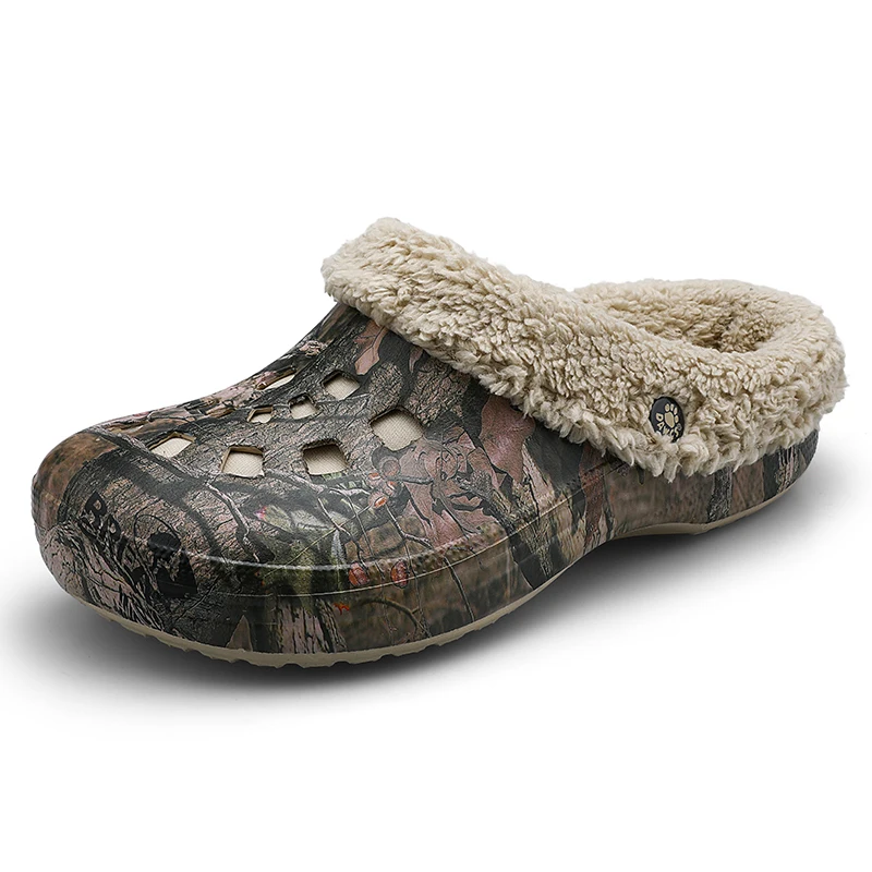 Большой размер 52, Мужская теплая зимняя садовая обувь на меху без шнуровки повседневные теплые домашние тапочки-сабо из ЭВА на плоской подошве, обувь хорошего качества