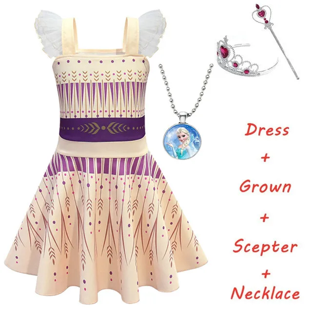 Elsa6-4pcs Костюм «Холодное сердце 2»; платье принцессы Эльзы и Анны для костюмированной вечеринки; Детские платья для девочек; вечерние платья; Свадебные Платья с цветочным узором для девочек - Цвет: Elsa6-4pcs