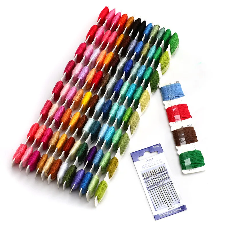100pcs Embroidery Floss Cross Stitch Threads with Number Card  Rainbow Color Embroidery Threads Floss and Sewing Needles Kit (5)