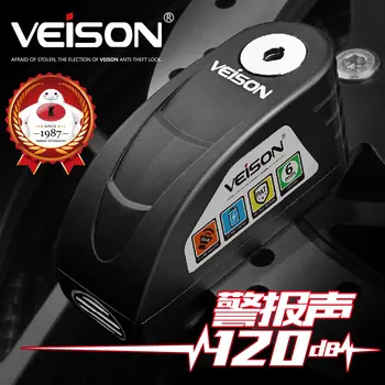 VEISON cierre Alarma motocicleta bicicleta SteelmateWaterproof Bloqueo de disco de advertencia de seguridad Anti-robo de Rotor de freno de candado Alarma Moto